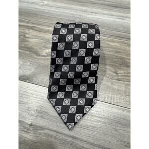 Imani Uomo Silk Microfiber Geometric Blacks And White Necktie Tie Classic Suit
